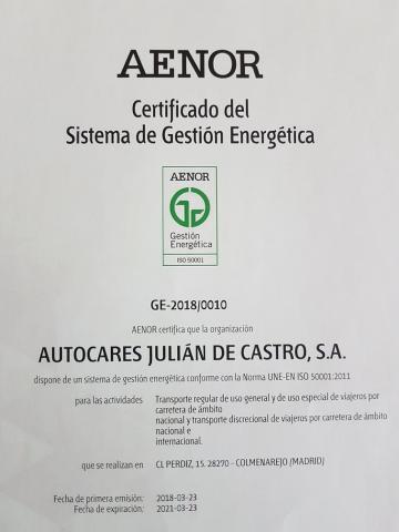 Certificación en la UNE-EN-ISO 50001 de Eficiencia Energética